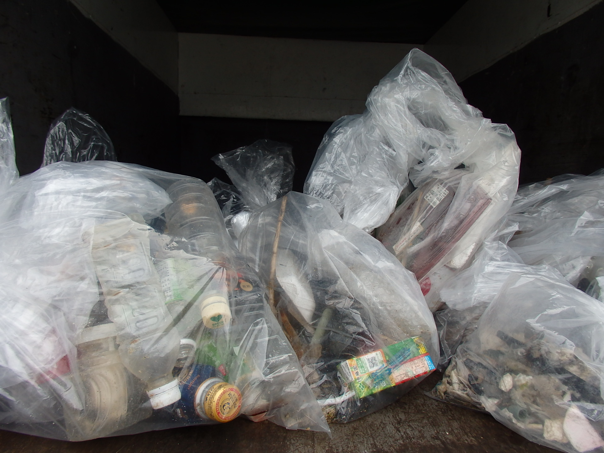 漂着されたプラスチック製パイプ